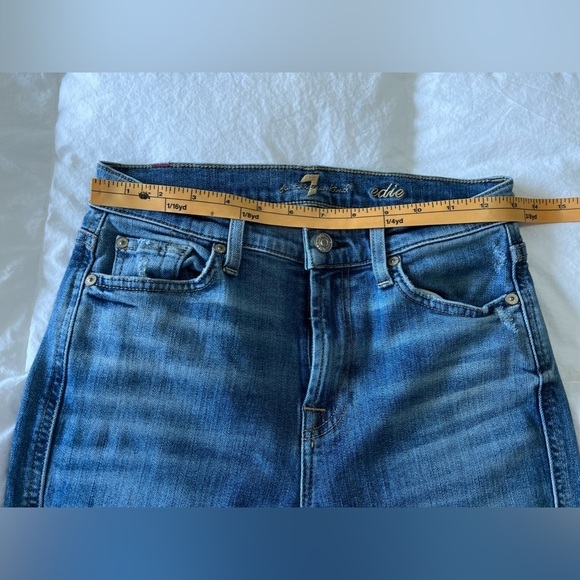 7 For All Mankind Women's Edie Jeans Straight Leg Distressed Raw Hem SZ 27. - Picture 7 of 8